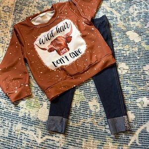 Wild Hair Don't Care Sweatshirt, leggings and jeans bundle